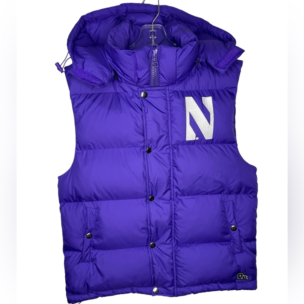 Northwestern Hype and Vice NWT Purple Puffer Vest Hooded Wildcats Women’s Small